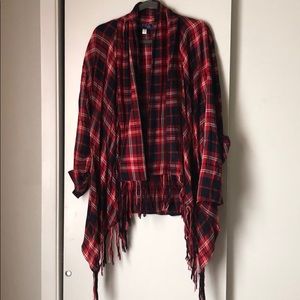 SOLD Plaid cardigan with fringe size medium